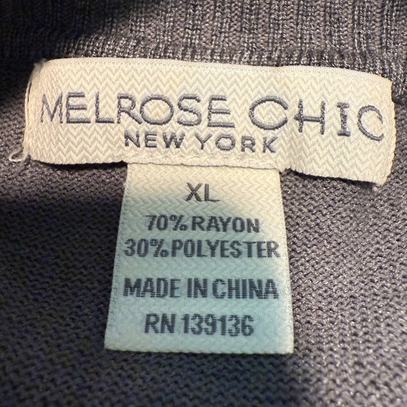 Melrose Chic New York Turtleneck Sweater Women's XL Fitted Gray Lightweight Y2K - Picture 2 of 14